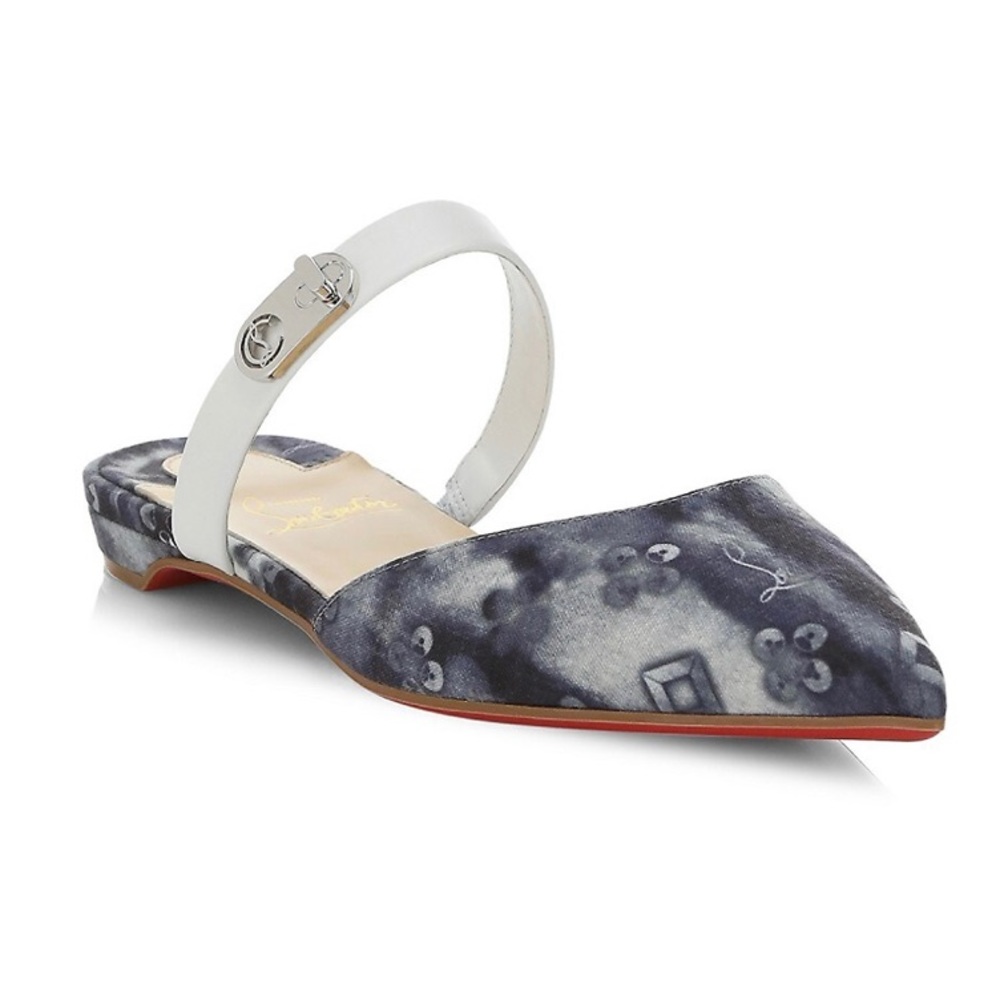New Christian Louboutin Choc Lock Cambas & Leather Flat Shoes